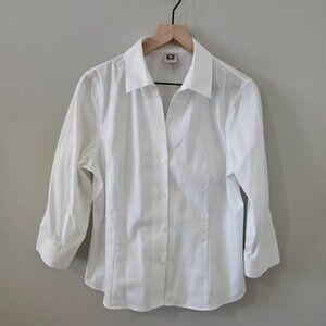 Anne Klein 3/4 Sleeve, V-Neck, Button-Down Blouse